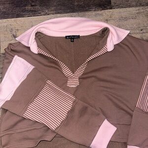 Ralph Lauren Pink and Brown Rugby Shirt